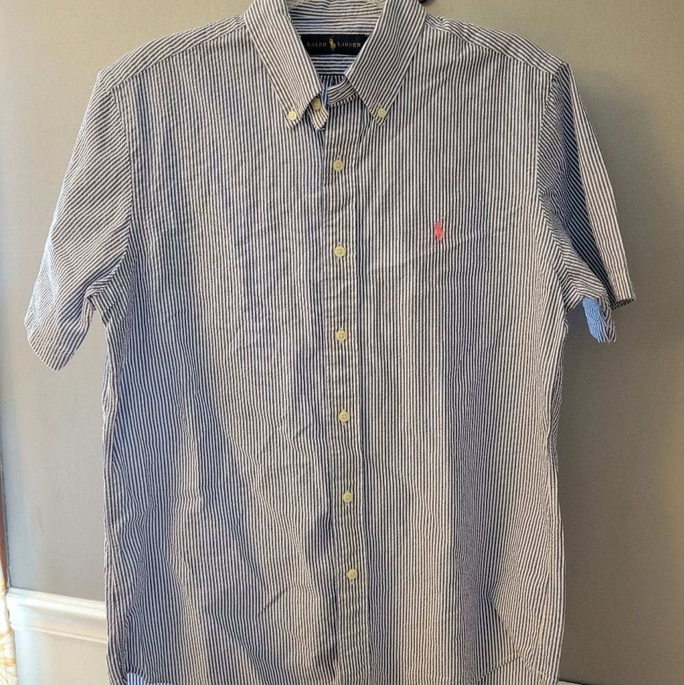 Ralph Lauren seersucker button down short sleeve
